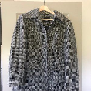 Black and White Tweed Overcoat